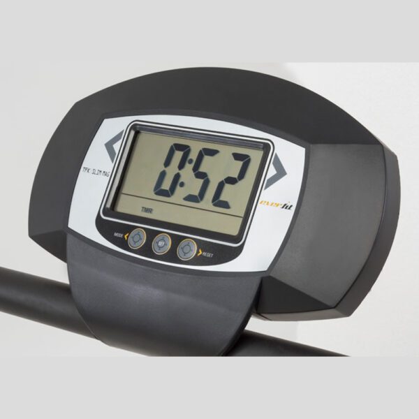 Everfit TFK-SLIM-MAG bėgimo takelio mini ekranas, rodo pagrindinę treniruotės informaciją, tokią kaip greitis, laikas ir distancija, užtikrinant patogų treniravimą.